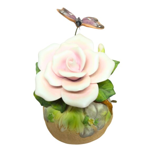 Vintage Ceramic Enesco Wind-Up Music Box Everything Is Beautiful Butterfly - Picture 6 of 7